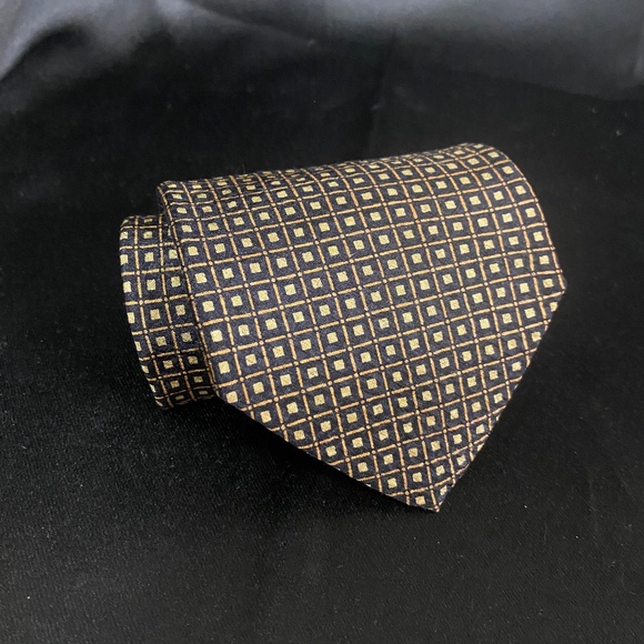 Robert Talbott Geometric Black Copper Mens 100% Silk Necktie‎ - Picture 1 of 2
